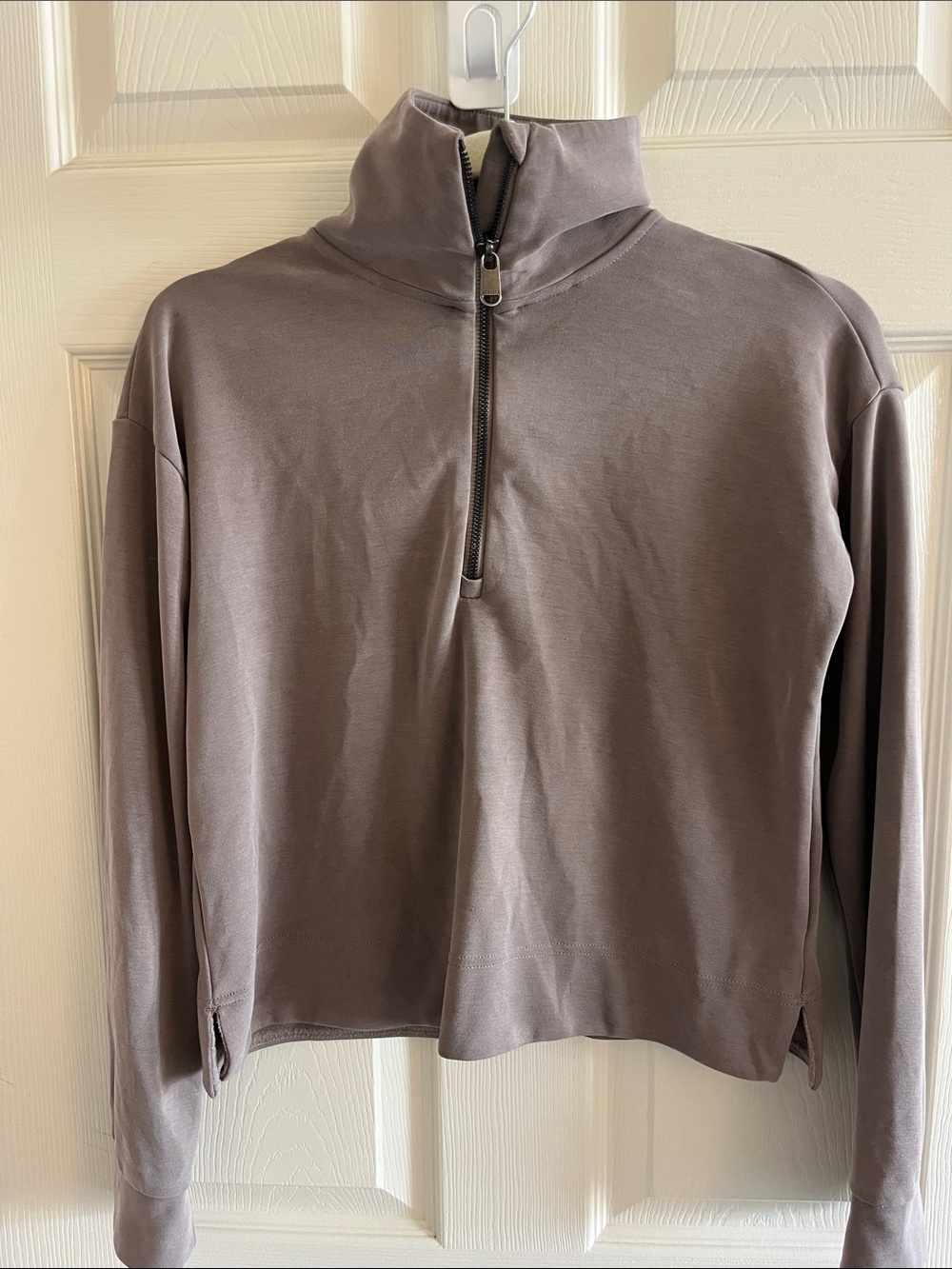 Womens Half-Zip Mock Neck Athleta - Taupe XXS
